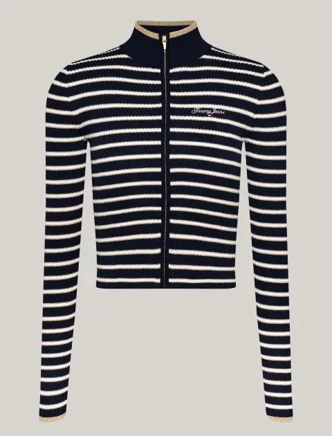 TOMMY JEANS Metallic tip zip cardigan
